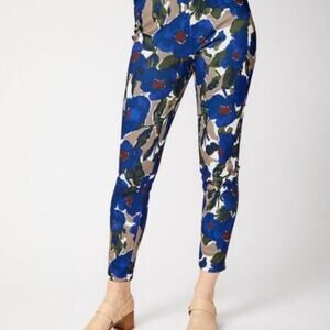 Nanette Lepore Blue Tan Abstract Rose Floral Leggings size XS Small NEW!